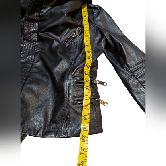 Badgley Mischka Shearling Leather Jacket in Black size XS - Picture 11 of 11